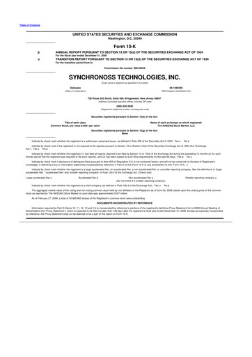 Thumbnail Synchronoss Technologies 10-K Annual Report 