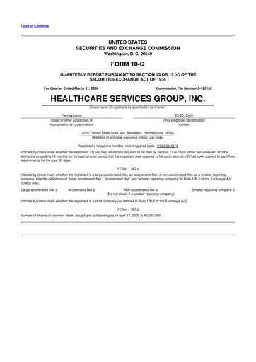 Thumbnail Healthcare Services Group 10-Q Quarterly Report FY 