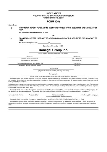 Thumbnail Donegal Group 10-Q Quarterly Report FY 