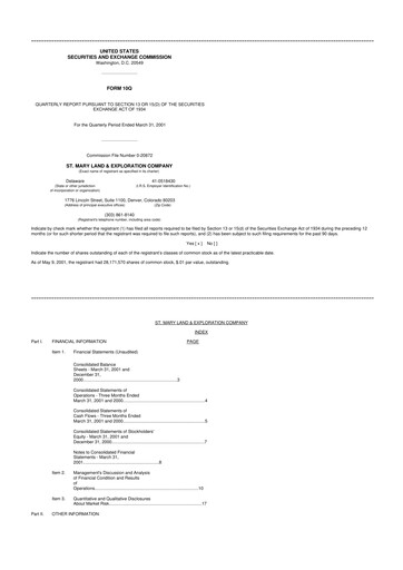 Miniature SM Energy
 10-Q Rapport trimestriel  