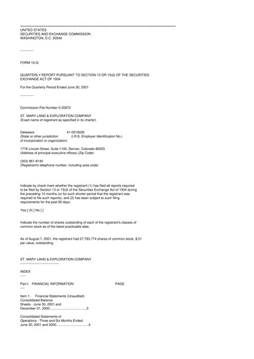 Miniature SM Energy
 10-Q Rapport trimestriel  