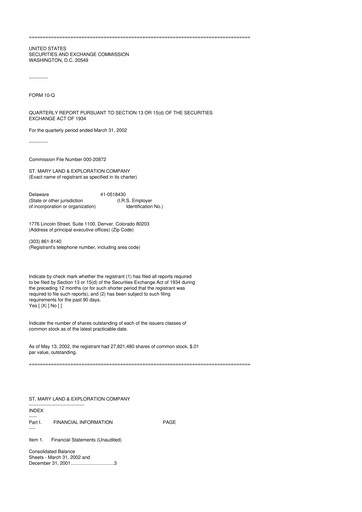Miniature SM Energy
 10-Q Rapport trimestriel  