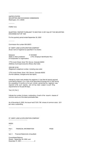 Miniature SM Energy
 10-Q Rapport trimestriel  