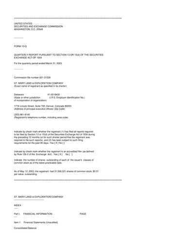 Miniature SM Energy
 10-Q Rapport trimestriel  