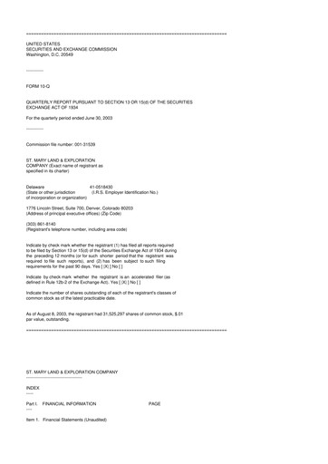 Miniature SM Energy
 10-Q Rapport trimestriel  