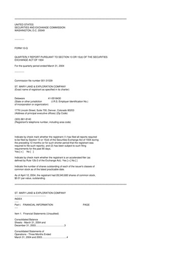 Miniature SM Energy
 10-Q Rapport trimestriel  
