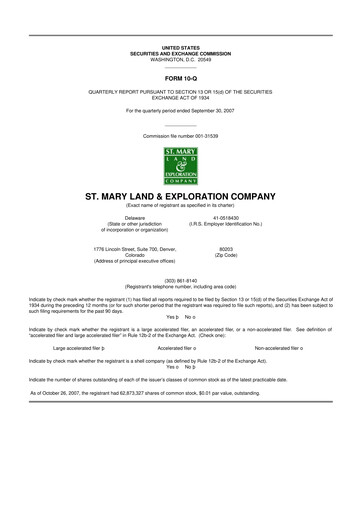 Miniature SM Energy
 10-Q Rapport trimestriel  