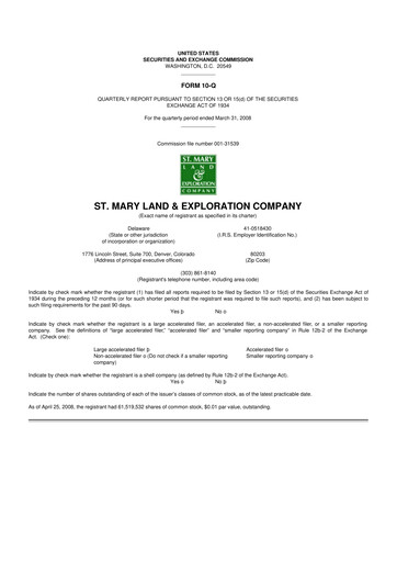 Miniature SM Energy
 10-Q Rapport trimestriel  