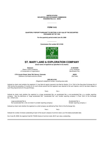 Miniature SM Energy
 10-Q Rapport trimestriel  