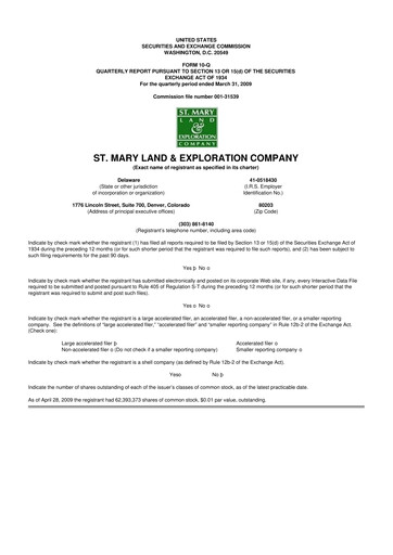 Miniature SM Energy
 10-Q Rapport trimestriel  