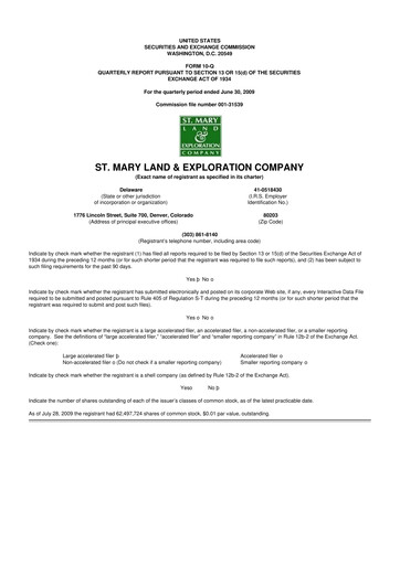Miniature SM Energy
 10-Q Rapport trimestriel  