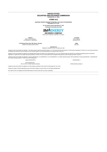 Miniature SM Energy
 10-Q Rapport trimestriel 2013 