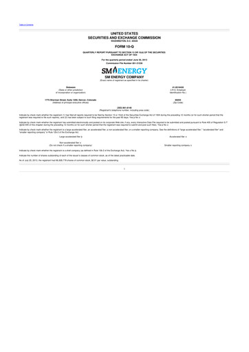 Miniature SM Energy
 10-Q Rapport trimestriel 2013 