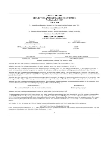 Thumbnail SM Energy
 10-K Annual Report 2013