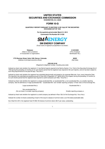 Miniature SM Energy
 10-Q Rapport trimestriel 2014 