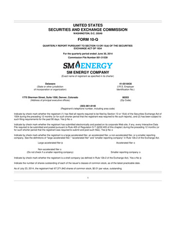Miniature SM Energy
 10-Q Rapport trimestriel 2014 