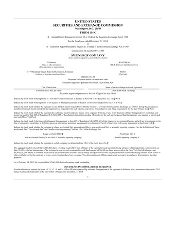 Thumbnail SM Energy
 10-K Annual Report 2014