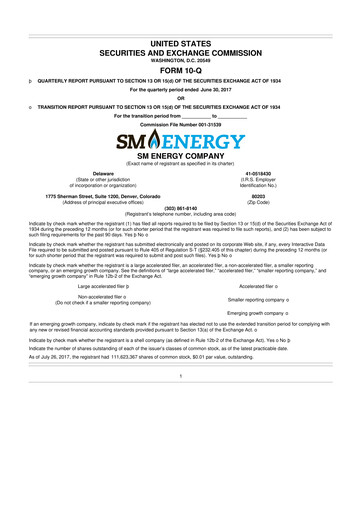 Miniature SM Energy
 10-Q Rapport trimestriel 2017 