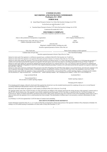 Thumbnail SM Energy
 10-K Annual Report 2017