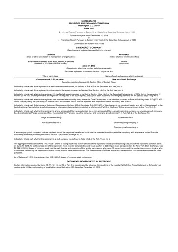 Thumbnail SM Energy
 10-K Annual Report 2018