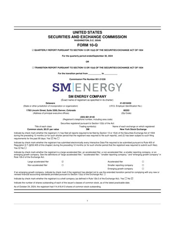 Miniature SM Energy
 10-Q Rapport trimestriel 2024 