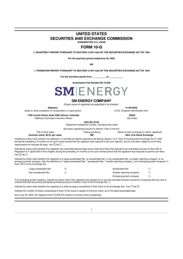 Miniature SM Energy
 10-Q Rapport trimestriel 2025 