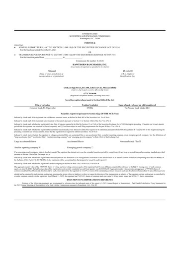 Thumbnail Hawthorn Bancshares 10-K Annual Report 2021