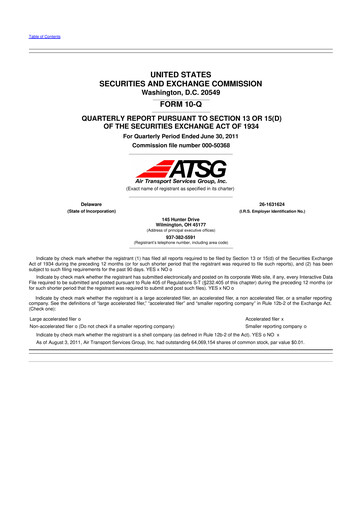 Thumbnail Air Transport Services Group 10-Q Quarterly Report FY2011 