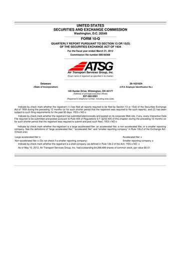 Thumbnail Air Transport Services Group 10-Q Quarterly Report FY2012 