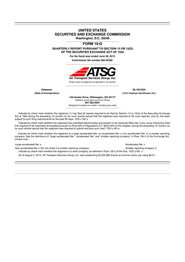 Thumbnail Air Transport Services Group 10-Q Quarterly Report FY2012 