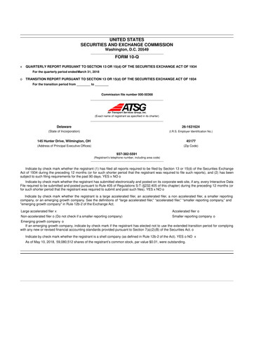 Thumbnail Air Transport Services Group 10-Q Quarterly Report FY2018 