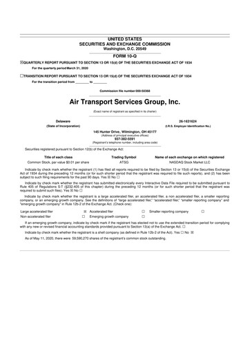 Thumbnail Air Transport Services Group 10-Q Quarterly Report FY2020 