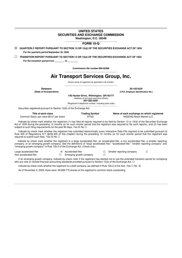 Thumbnail Air Transport Services Group 10-Q Quarterly Report FY2020 
