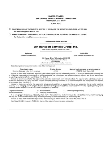 Thumbnail Air Transport Services Group 10-Q Quarterly Report FY2021 