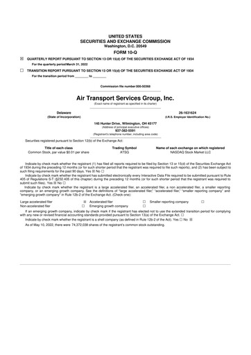 Thumbnail Air Transport Services Group 10-Q Quarterly Report FY2022 