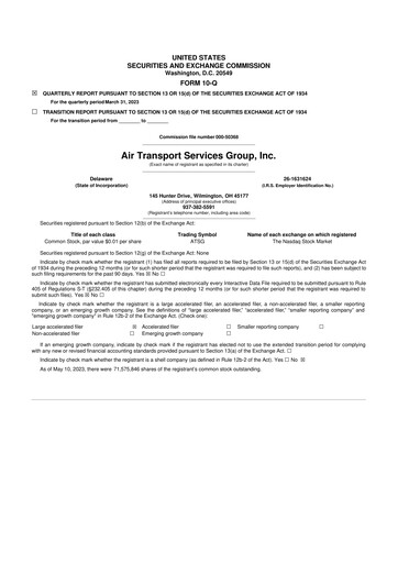 Thumbnail Air Transport Services Group 10-Q Quarterly Report FY2023 