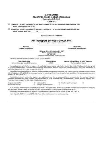 Thumbnail Air Transport Services Group 10-Q Quarterly Report FY2023 