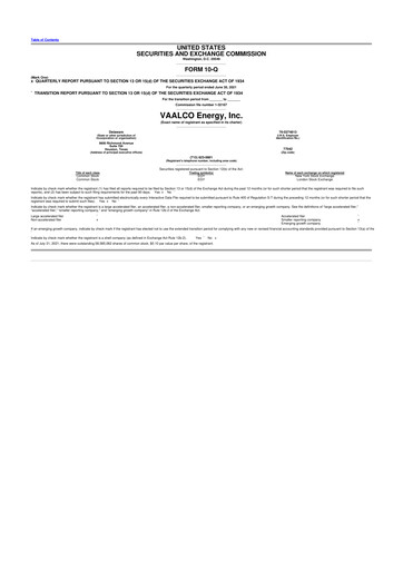 Thumbnail Vaalco Energy
 10-Q Quarterly Report FY2021 