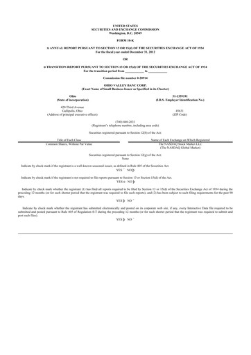 Thumbnail Ohio Valley Banc Corp 10-K Annual Report 2012