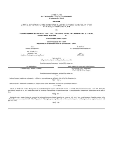 Thumbnail Ohio Valley Banc Corp 10-K Annual Report 2015
