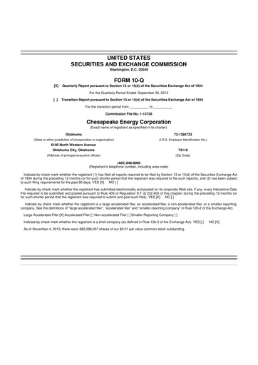 Miniature Expand Energy 10-Q Rapport trimestriel 2013 