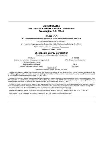 Miniature Expand Energy 10-Q Rapport trimestriel 2014 