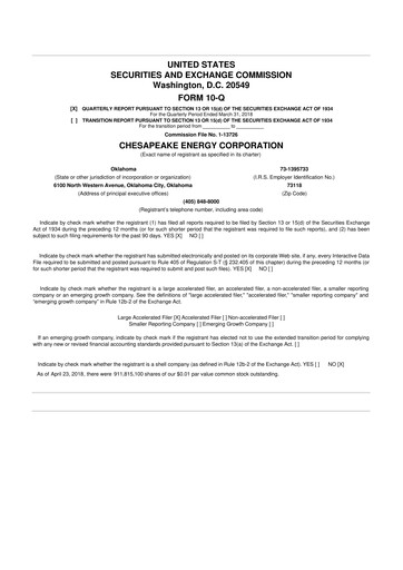 Miniature Expand Energy 10-Q Rapport trimestriel 2018 