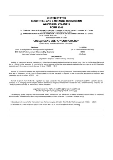 Miniature Expand Energy 10-Q Rapport trimestriel 2018 