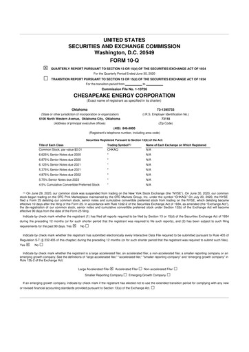 Miniature Expand Energy 10-Q Rapport trimestriel 2020 