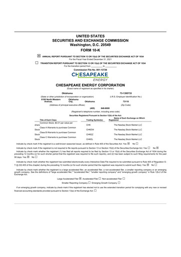 Thumbnail Expand Energy 10-K Annual Report 2021