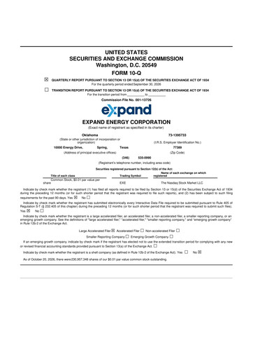 Thumbnail Expand Energy 10-Q Quarterly Report FY2026 Q3