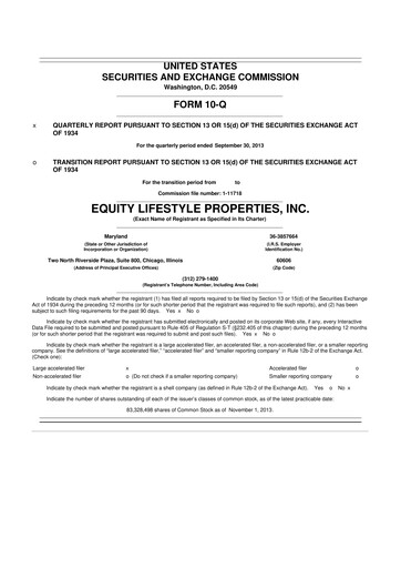 Thumbnail Equity LifeStyle Properties 10-Q Quarterly Report FY2013 
