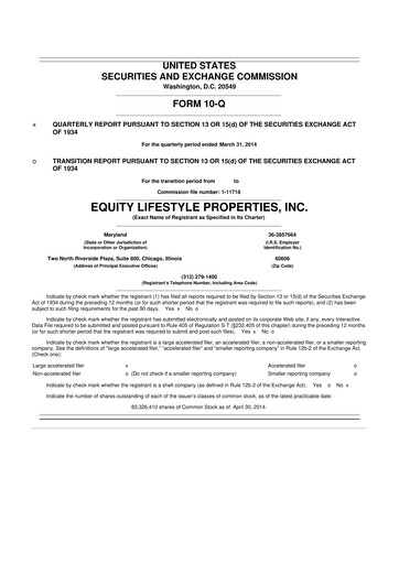 Thumbnail Equity LifeStyle Properties 10-Q Quarterly Report FY2014 