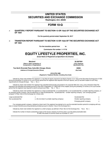 Thumbnail Equity LifeStyle Properties 10-Q Quarterly Report FY2017 